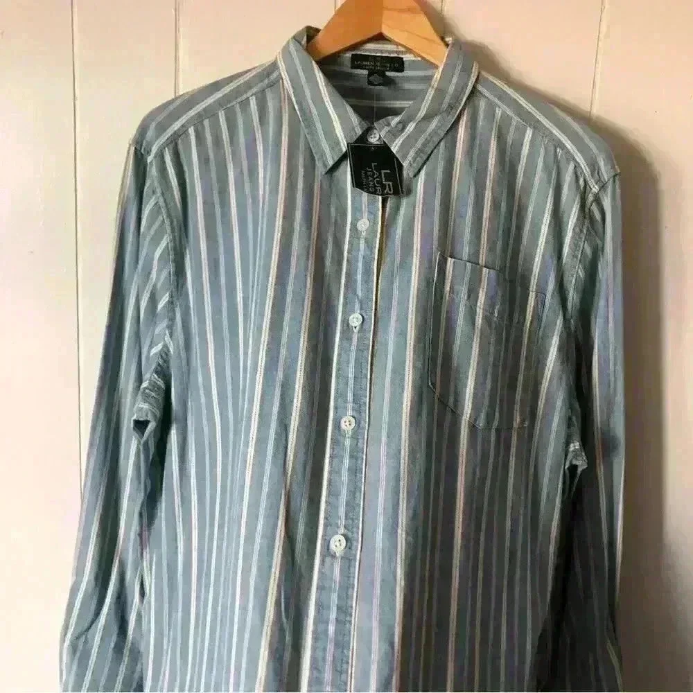 Reposhing Lauren Ralph Lauren Women’s Blue & White Striped Button-Down Shirt NWT - Picture 7 of 13